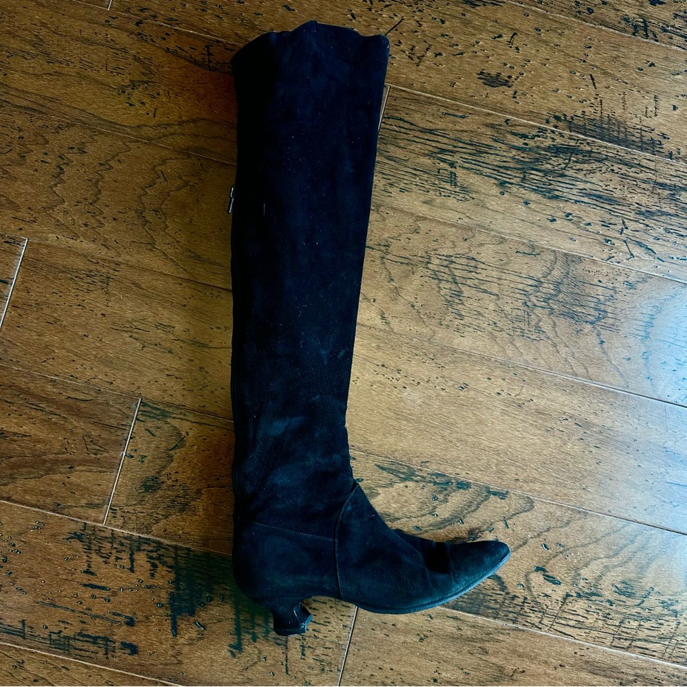 Authentic FENDI Black Suede Over the Knee Boots - Kitten Heel - Size 7.5